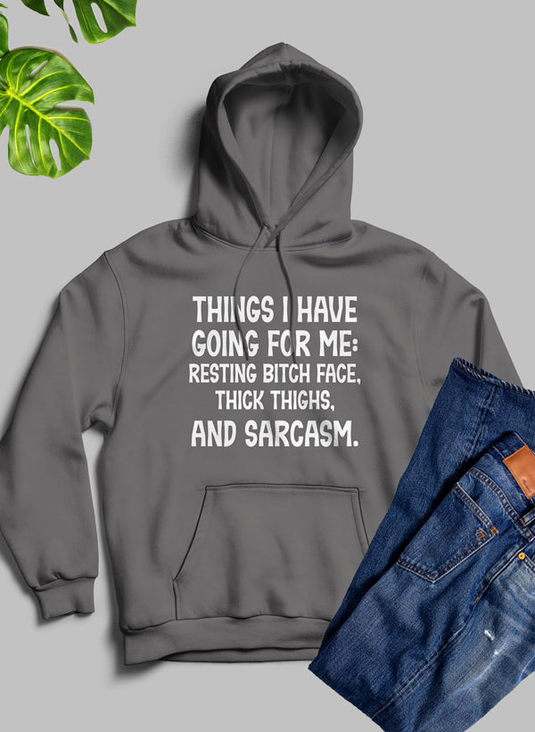 Things I Have Going For Me Hoodie shopmerchmallow Virgin Teez - Black Hoodie