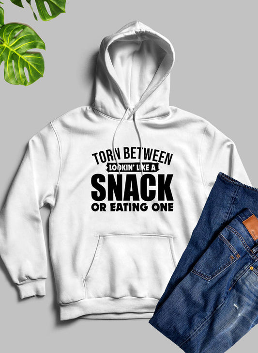 Torn Between Lookin Like A Snack Or Eating One Hoodie shopmerchmallow Virgin Teez - Black Hoodie
