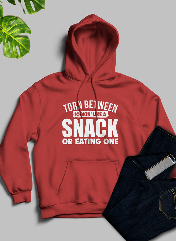 Torn Between Lookin Like A Snack Or Eating One Hoodie shopmerchmallow Virgin Teez - Black Hoodie