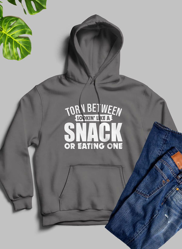 Torn Between Lookin Like A Snack Or Eating One Hoodie shopmerchmallow Virgin Teez - Black Hoodie