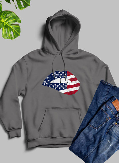 USA FLAG LIPS American Flag Lips Hoodie shopmerchmallow Virgin Teez - Black Hoodie