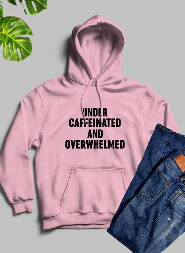 Under Caffeinated And Overwhelmed Hoodie shopmerchmallow Virgin Teez - Black Hoodie