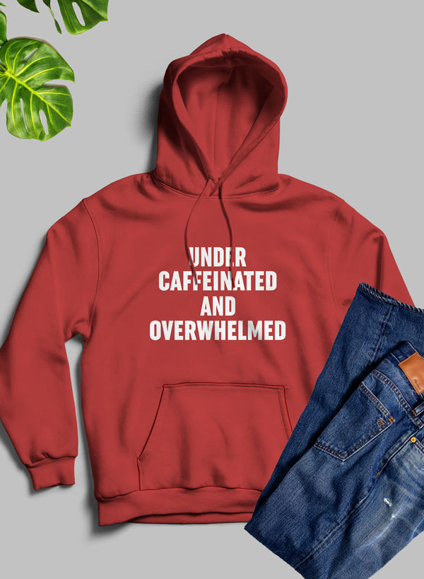 Under Caffeinated And Overwhelmed Hoodie shopmerchmallow Virgin Teez - Black Hoodie