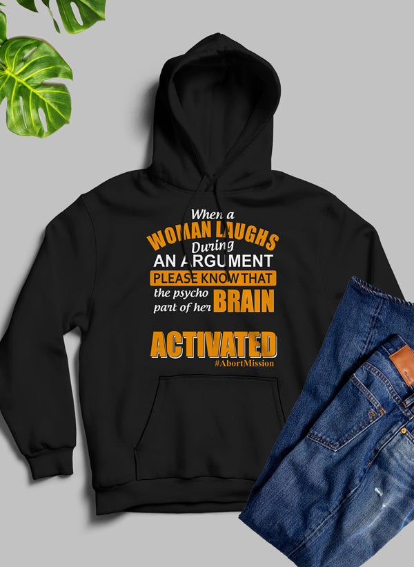 When A Woman Laughs During An Argument Hoodie shopmerchmallow Virgin Teez - Black Hoodie