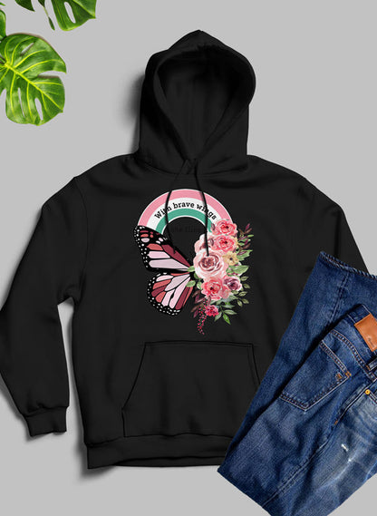 With Brave Wings She Flies Hoodie shopmerchmallow Virgin Teez - Black Hoodie