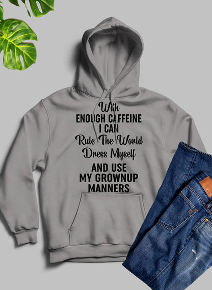 With Enough Caffeine I Can Rule The World Hoodie shopmerchmallow Virgin Teez - Black Hoodie