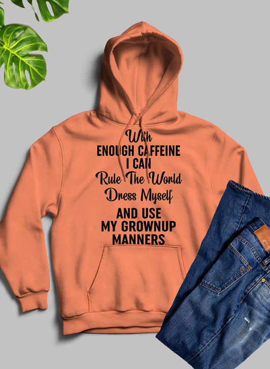 With Enough Caffeine I Can Rule The World Hoodie shopmerchmallow Virgin Teez - Black Hoodie
