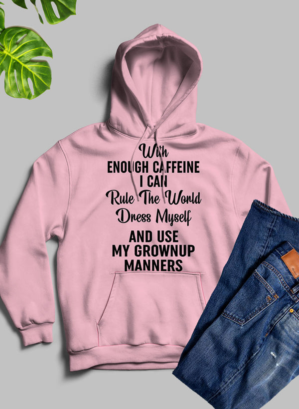 With Enough Caffeine I Can Rule The World Hoodie shopmerchmallow Virgin Teez - Black Hoodie