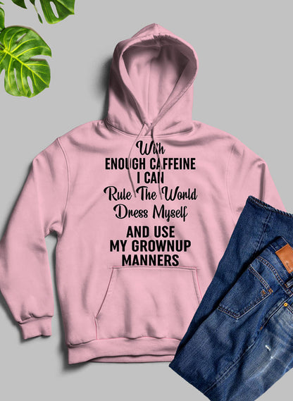 With Enough Caffeine I Can Rule The World Hoodie shopmerchmallow Virgin Teez - Black Hoodie