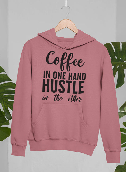 Coffee In One Hand Hustle In The Other Hoodie shopmerchmallow Virgin Teez - Black Hoodie