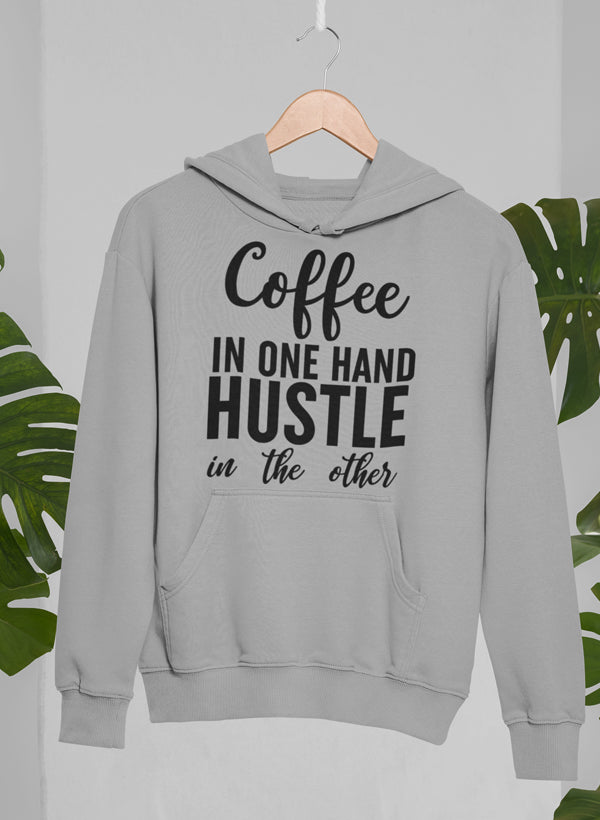 Coffee In One Hand Hustle In The Other Hoodie shopmerchmallow Virgin Teez - Black Hoodie