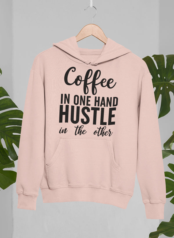 Coffee In One Hand Hustle In The Other Hoodie shopmerchmallow Virgin Teez - Black Hoodie