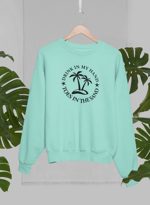 Drink In My Hand Toes In The Sand Sweat Shirt shopmerchmallow Virgin Teez - Black Hoodie