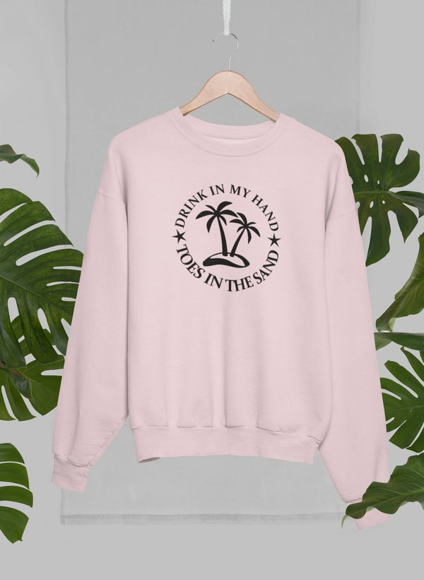 Drink In My Hand Toes In The Sand Sweat Shirt shopmerchmallow Virgin Teez - Black Hoodie