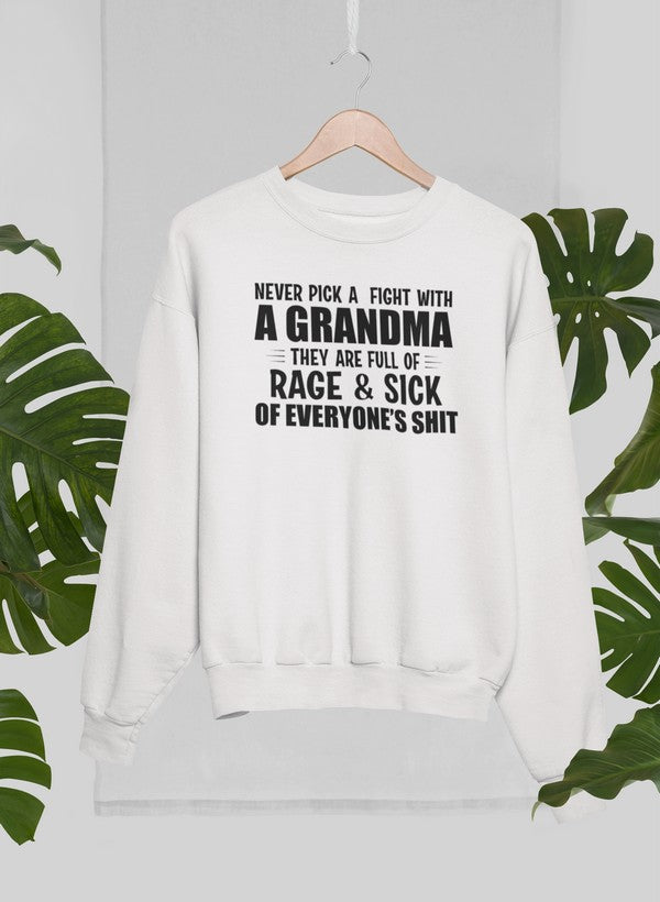 Never Pick A Fight With A Grandma Sweat Shirt shopmerchmallow Virgin Teez - Black Hoodie