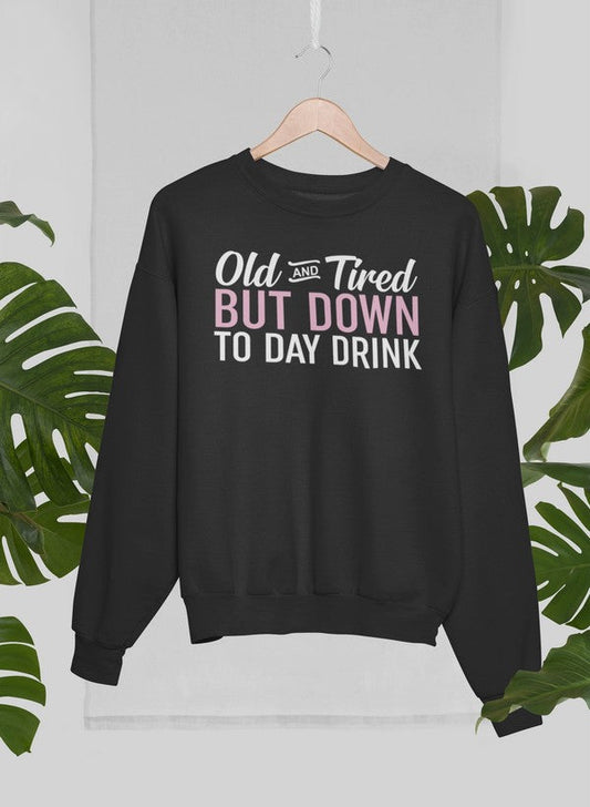 Old And Tired Sweat Shirt shopmerchmallow Virgin Teez - Black Hoodie