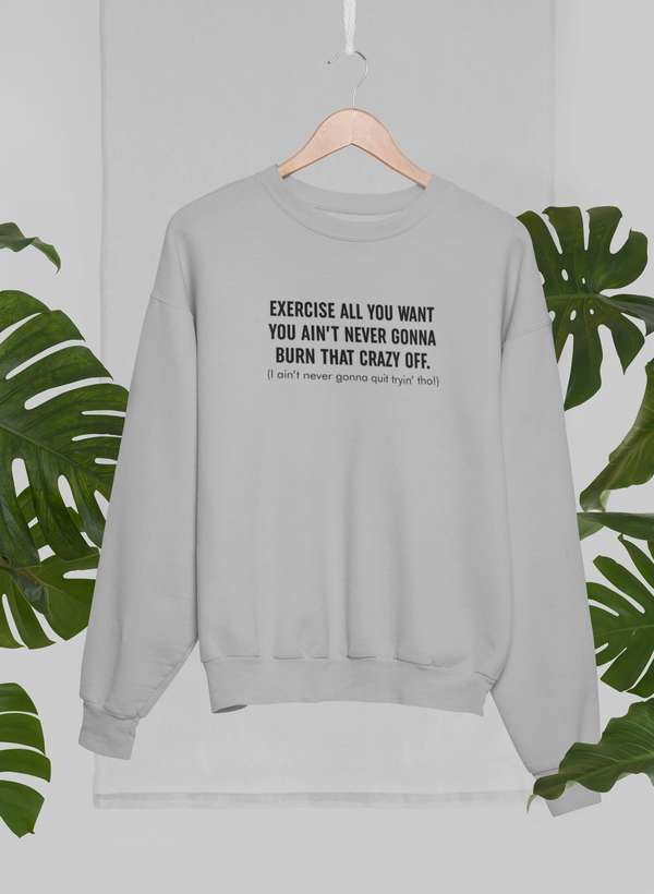 Exercise All You Want You Ain't Never Gonna Burn That Crazy Off Sweat Shirt shopmerchmallow Virgin Teez - Black Hoodie