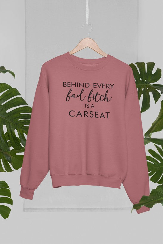 Behind Every Bad B Is A Car Seat Sweat Shirt shopmerchmallow Virgin Teez - Black Hoodie