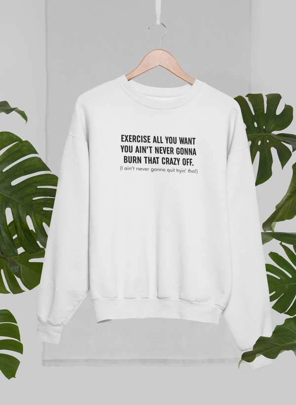 Exercise All You Want You Ain't Never Gonna Burn That Crazy Off Sweat Shirt shopmerchmallow Virgin Teez - Black Hoodie