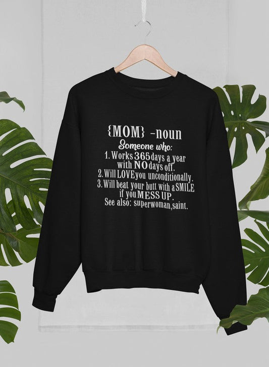 Mom Noun Sweat Shirt shopmerchmallow Virgin Teez - Black Hoodie