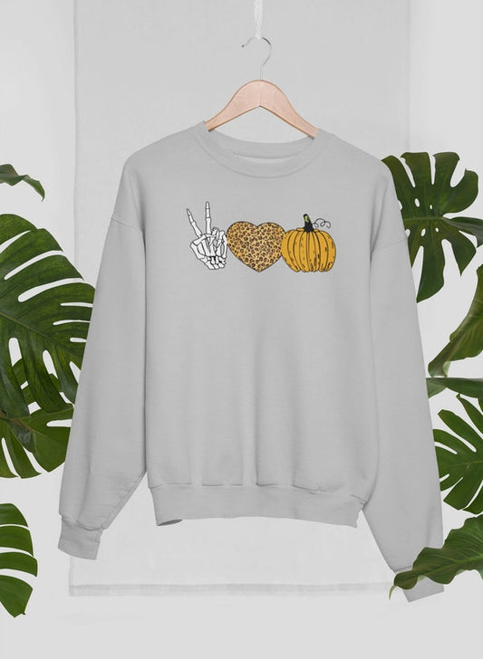 Peace Love Halloween Sweat Shirt shopmerchmallow Virgin Teez - Black Hoodie