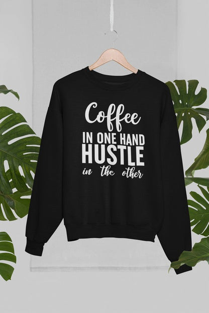 Coffee In One Hand Hustle In The Other Sweat Shirt shopmerchmallow Virgin Teez - Black Hoodie