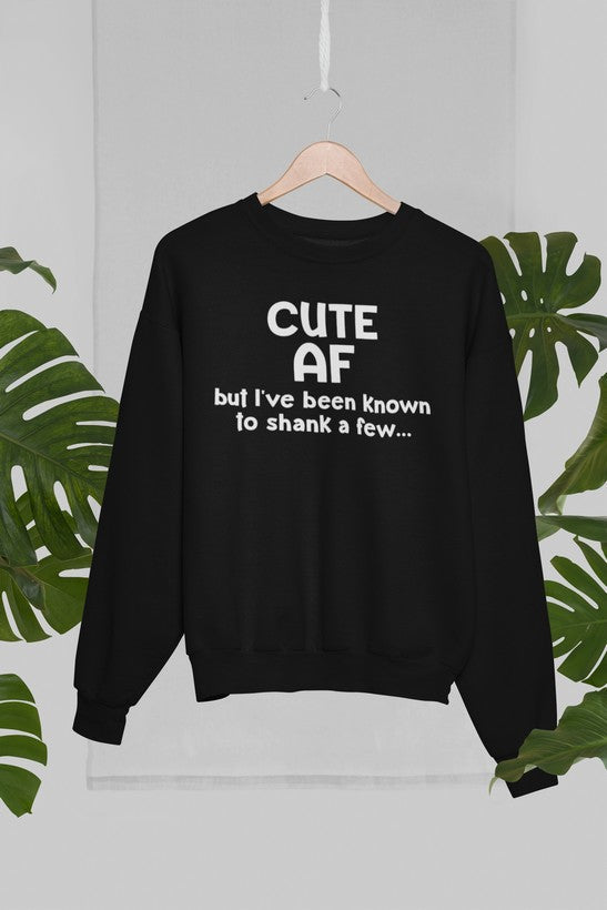Cute AF Sweat Shirt shopmerchmallow Virgin Teez - Black Hoodie