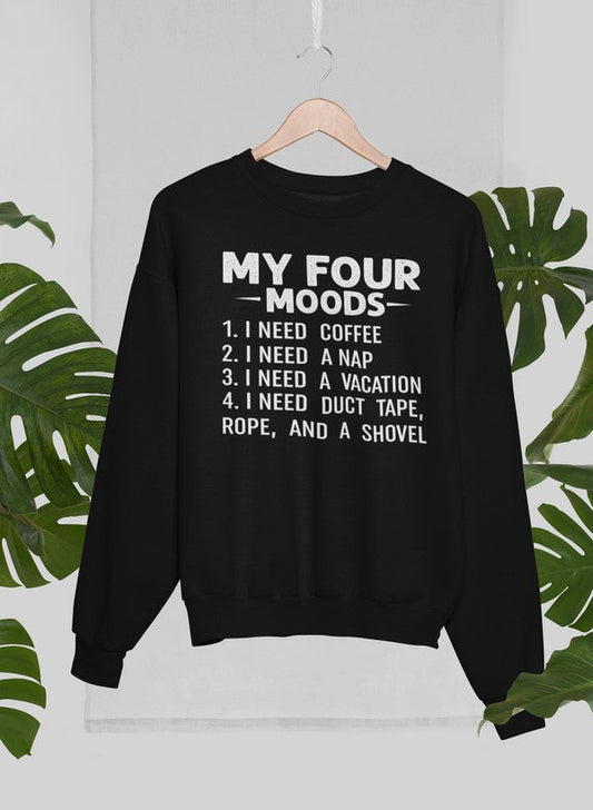 My Four Moods Sweat Shirt shopmerchmallow Virgin Teez - Black Hoodie