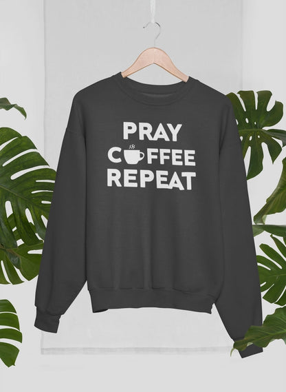 Pray Coffee Repeat Sweat Shirt shopmerchmallow Virgin Teez - Black Hoodie