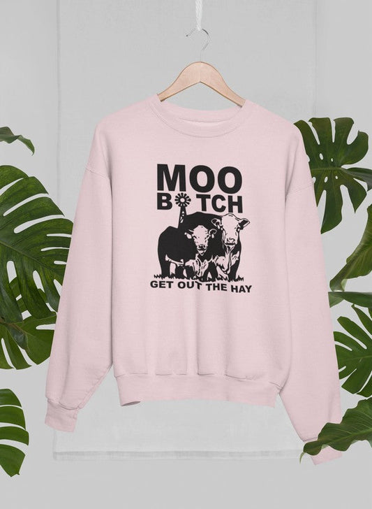 Moo Get Out The Hay Sweat Shirt shopmerchmallow Virgin Teez - Black Hoodie