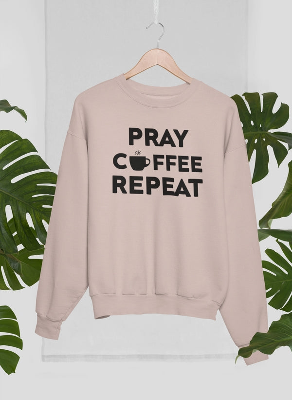 Pray Coffee Repeat Sweat Shirt shopmerchmallow Virgin Teez - Black Hoodie