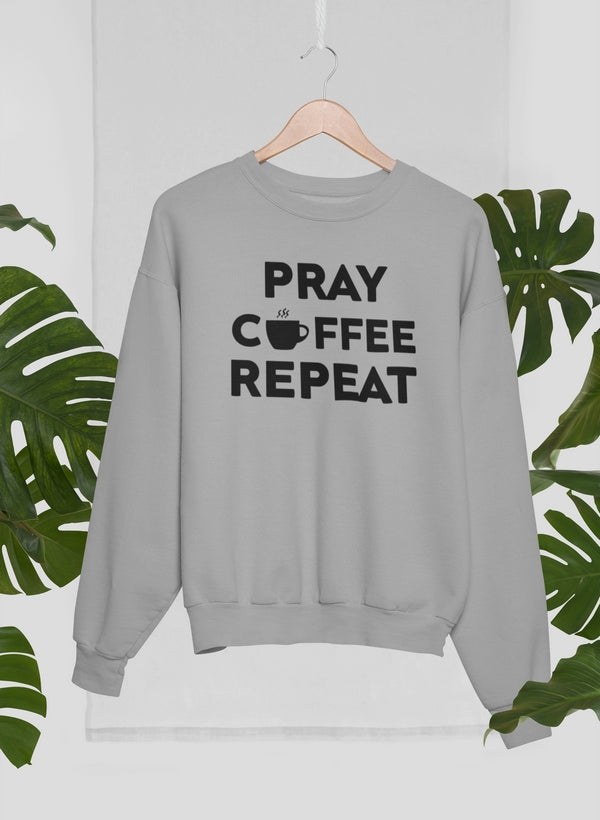 Pray Coffee Repeat Sweat Shirt shopmerchmallow Virgin Teez - Black Hoodie