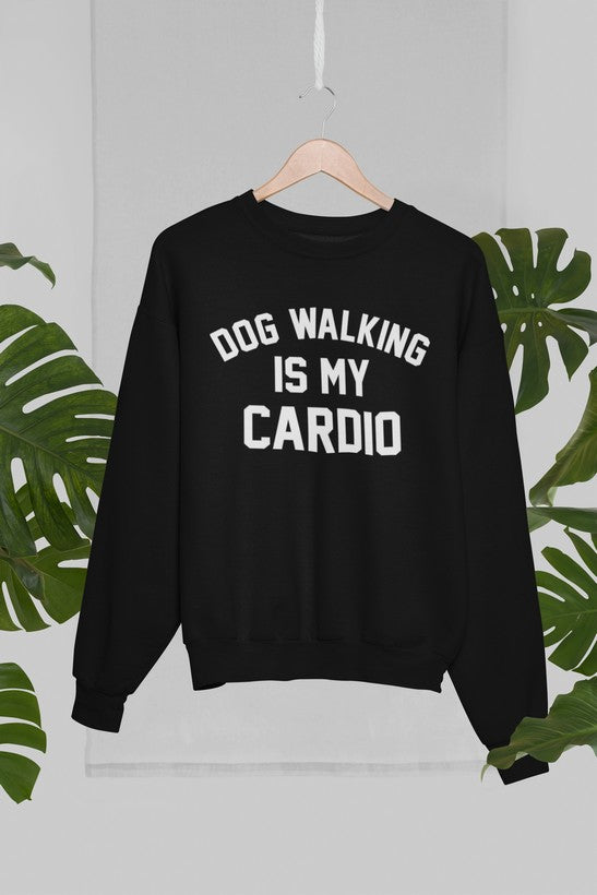 Dog Walking Is My Cardio Sweat Shirt shopmerchmallow Virgin Teez - Black Hoodie