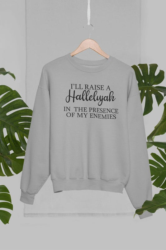 I'll Raise A Halleluyah In The Presence Of My Enemies Sweat Shirt shopmerchmallow Virgin Teez - Black Hoodie