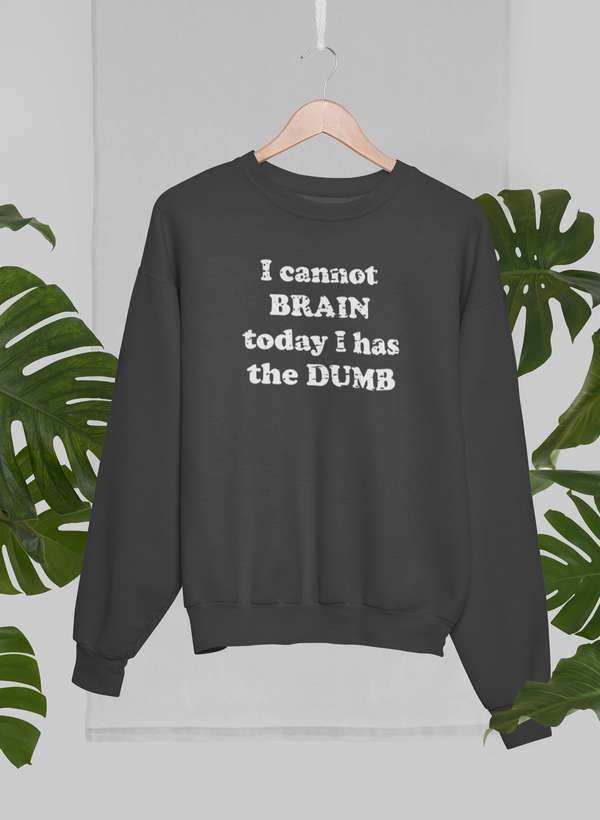 I Cannot Brain Today I Has The Dumb Sweat Shirt shopmerchmallow Virgin Teez - Black Hoodie