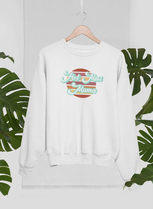 Retro Hot Mess Mama Sweat Shirt shopmerchmallow Virgin Teez - Black Hoodie