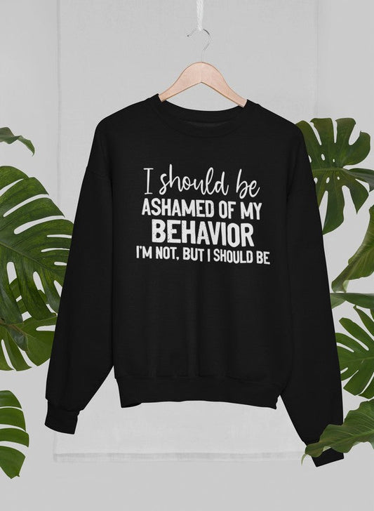 My Behavior Sweat Shirt shopmerchmallow Virgin Teez - Black Hoodie
