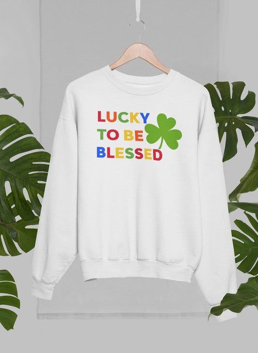 Lucky To Be Blessed Sweat Shirt shopmerchmallow Virgin Teez - Black Hoodie