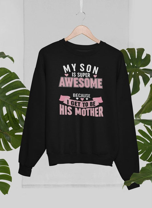 My Son Is Super Awesome Sweat Shirt shopmerchmallow Virgin Teez - Black Hoodie