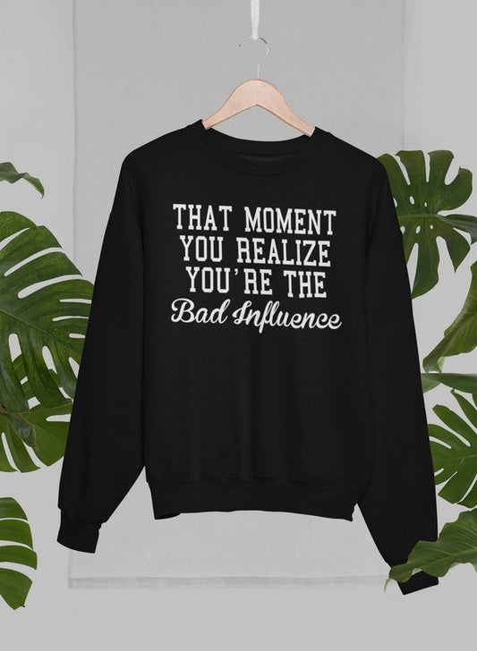 Bad Influence Sweat Shirt shopmerchmallow Virgin Teez - Black Hoodie