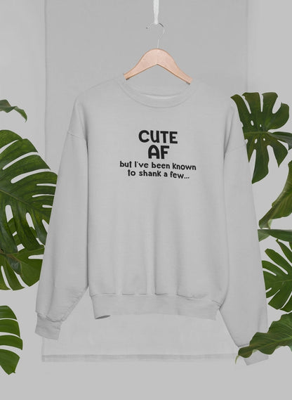 Cute AF Sweat Shirt shopmerchmallow Virgin Teez - Black Hoodie
