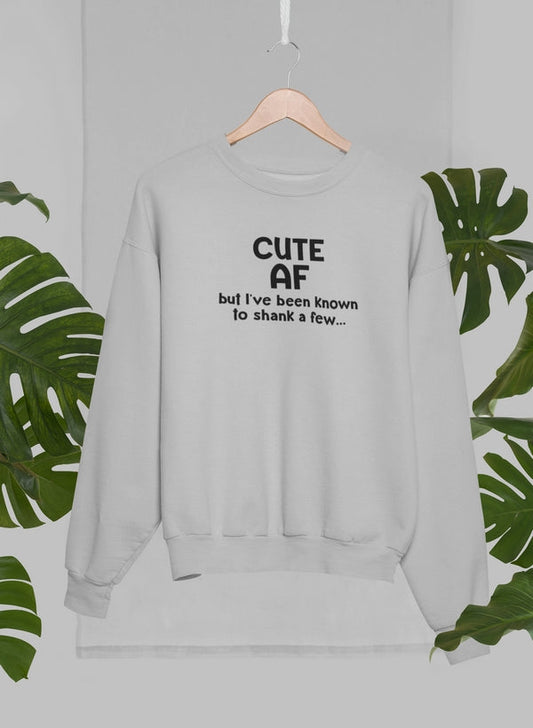 Cute AF Sweat Shirt shopmerchmallow Virgin Teez - Black Hoodie