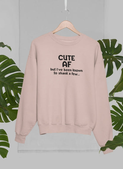 Cute AF Sweat Shirt shopmerchmallow Virgin Teez - Black Hoodie