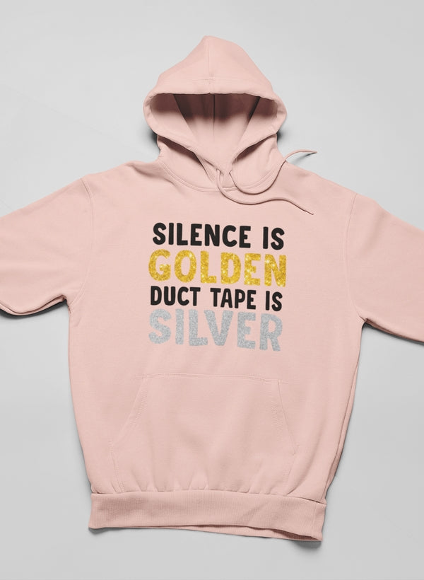 Silence Is Golden Duct Tape Is Silver Hoodie shopmerchmallow Virgin Teez - Black Hoodie
