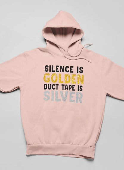 Silence Is Golden Duct Tape Is Silver Hoodie shopmerchmallow Virgin Teez - Black Hoodie