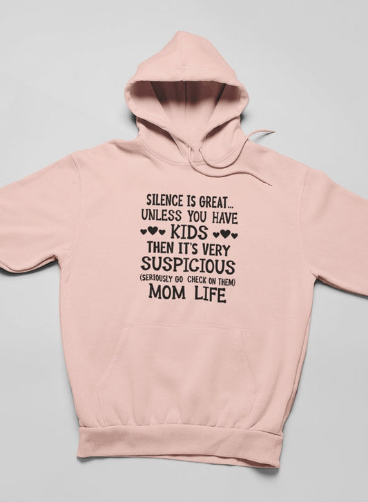 Silence Is Great Unless You Have Kids Hoodie shopmerchmallow Virgin Teez - Black Hoodie