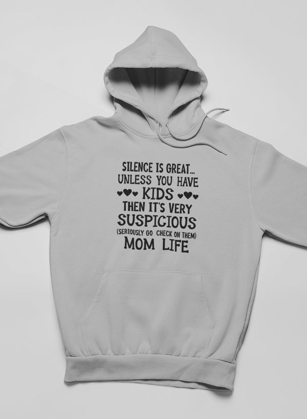 Silence Is Great Unless You Have Kids Hoodie shopmerchmallow Virgin Teez - Black Hoodie