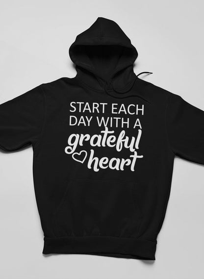Start Each Day With A Grateful Heart Hoodie shopmerchmallow Virgin Teez - Black Hoodie