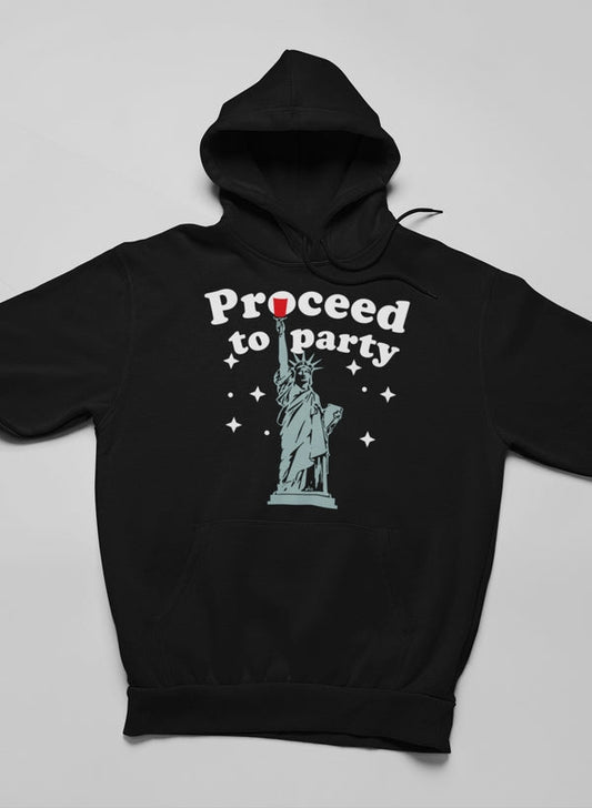 Proceed To Party Hoodie shopmerchmallow Virgin Teez - Black Hoodie