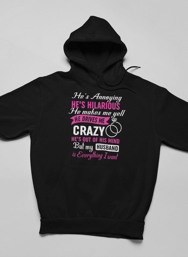 My Husband Is Everything I Want Hoodie shopmerchmallow Virgin Teez - Black Hoodie